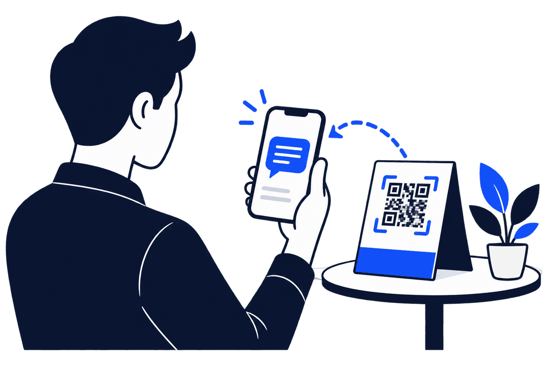 Someone scanning a QR code with their phone