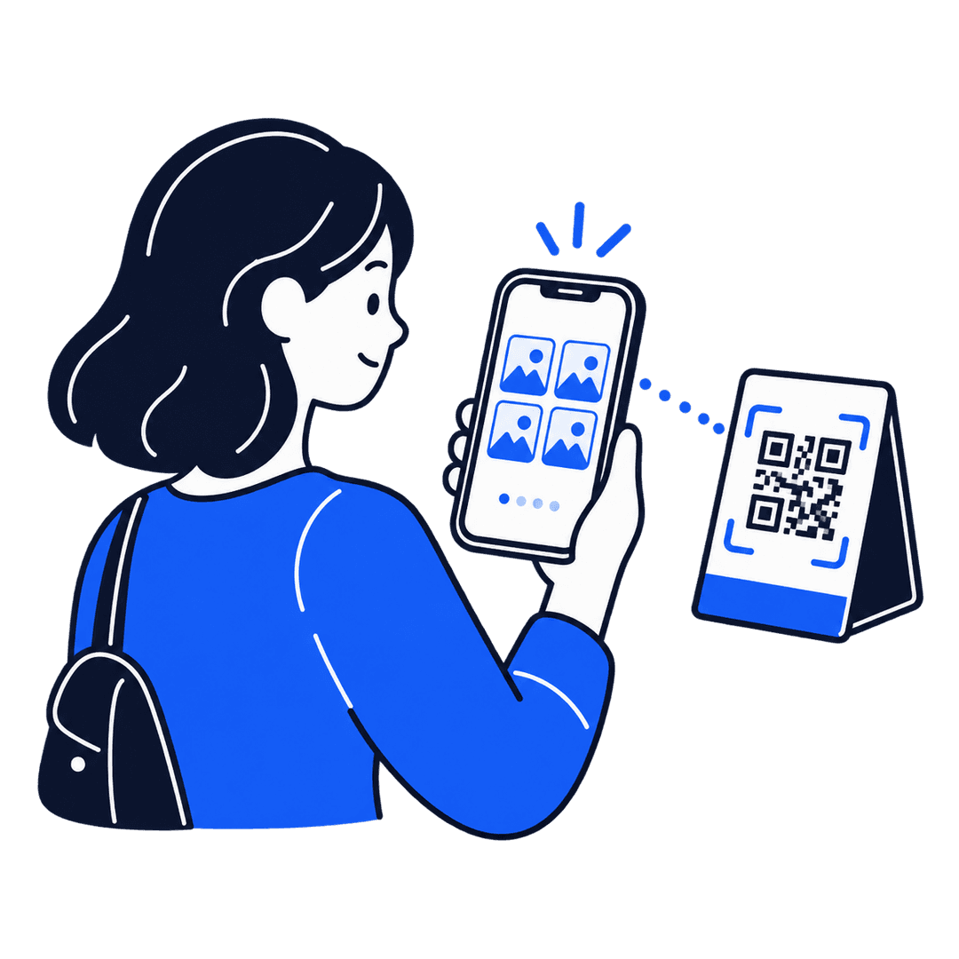 Someone scanning a QR code with their phone