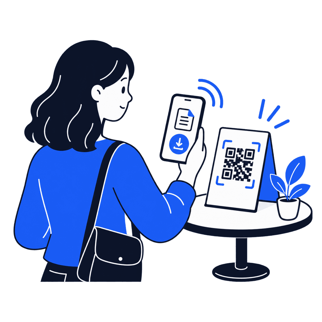 Someone scanning a QR code with their phone