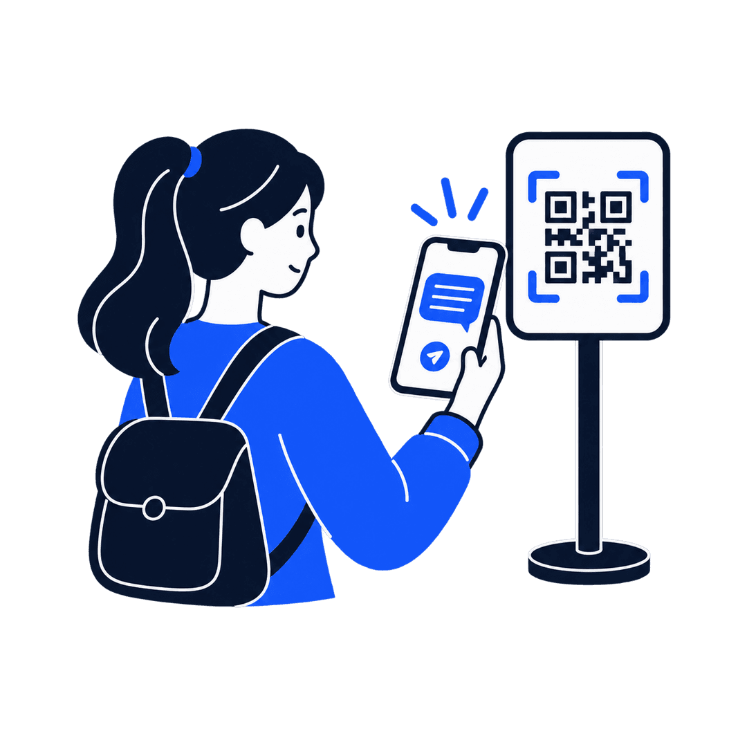 Someone scanning a QR code with their phone