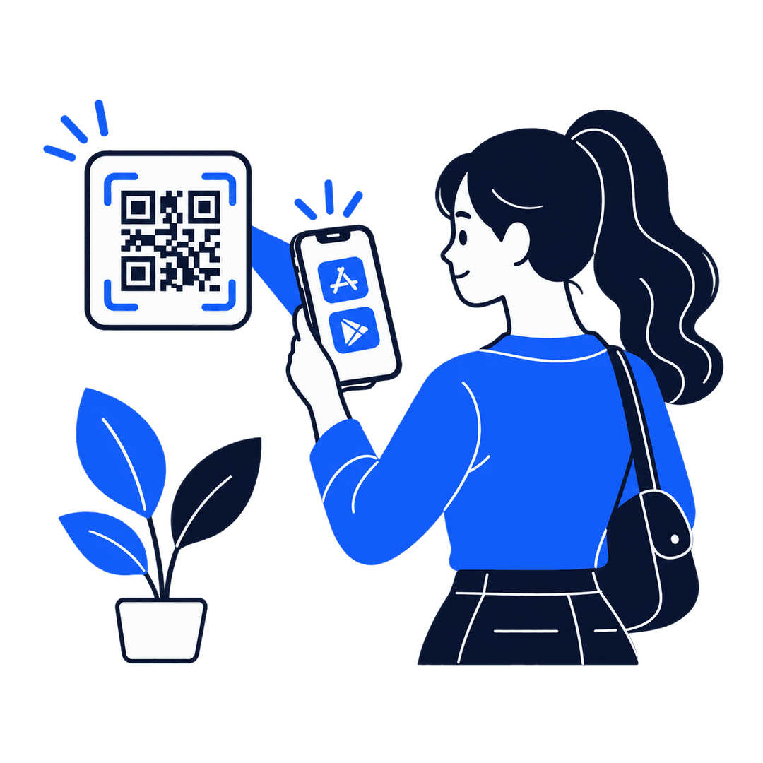 Someone scanning a QR code with their phone