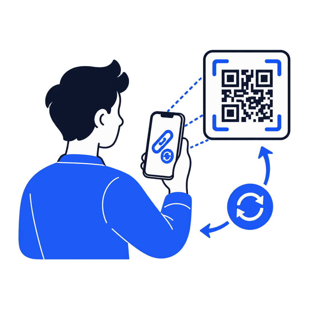 Someone scanning a QR code with their phone