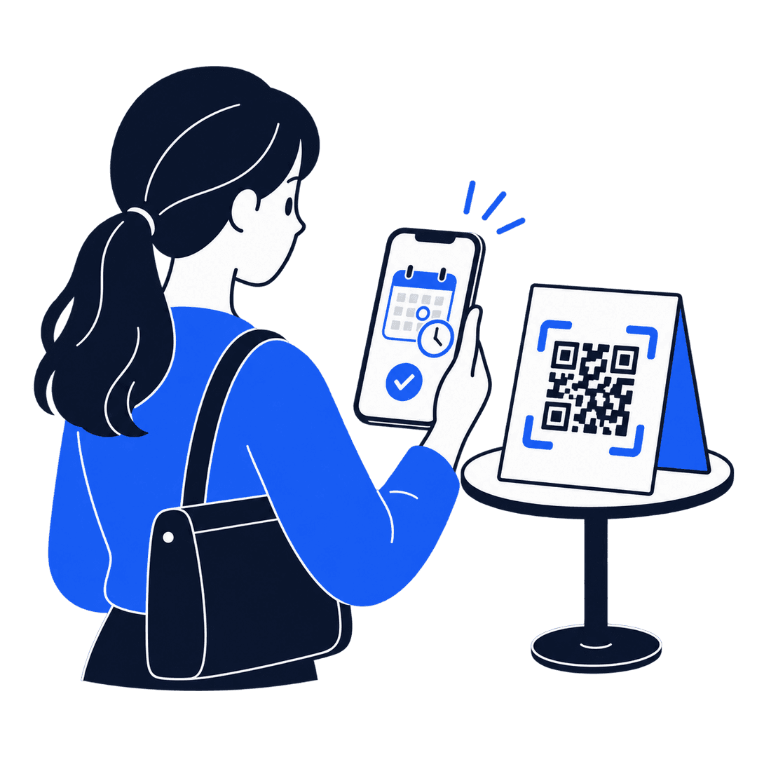 Guests checking in to an event by scanning a QR code