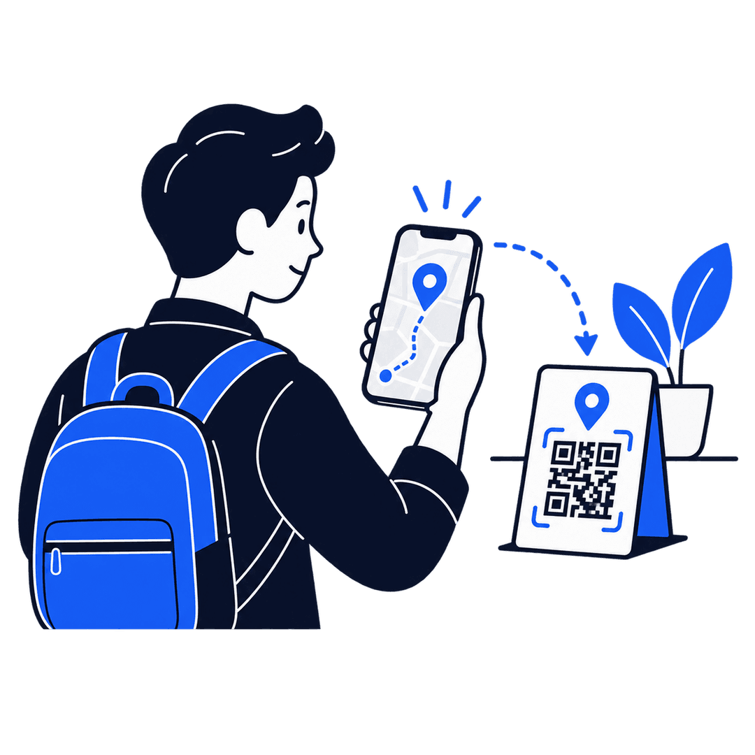 Someone scanning a QR code with their phone