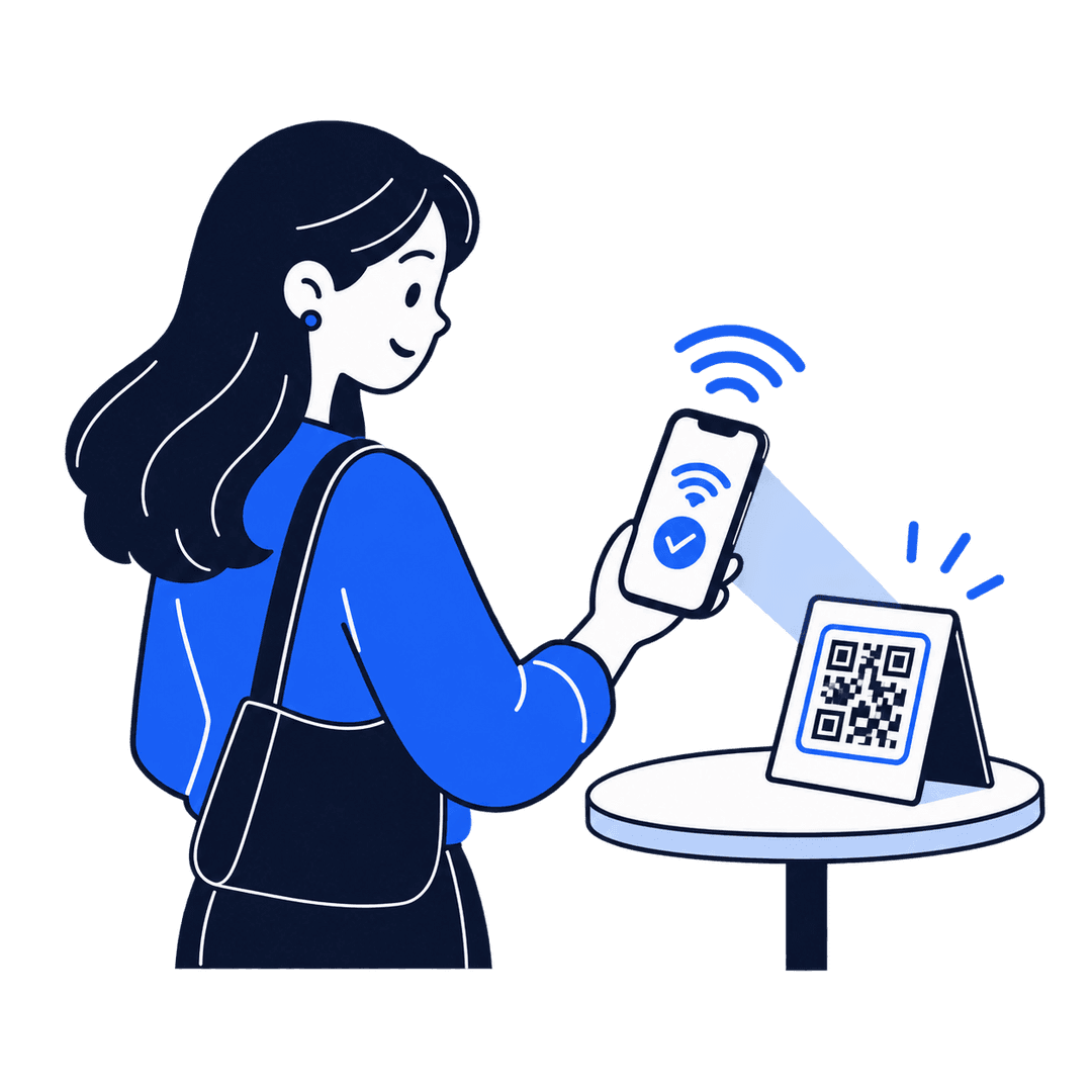 Someone scanning a QR code with their phone